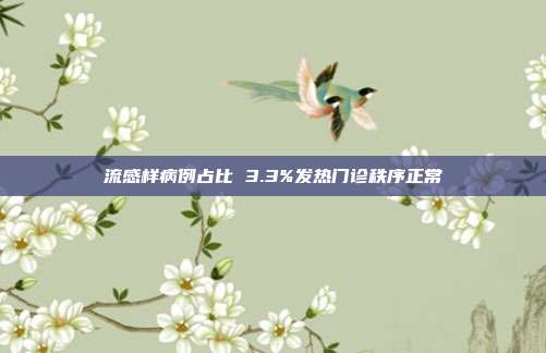 流感样病例占比 3.3%发热门诊秩序正常
