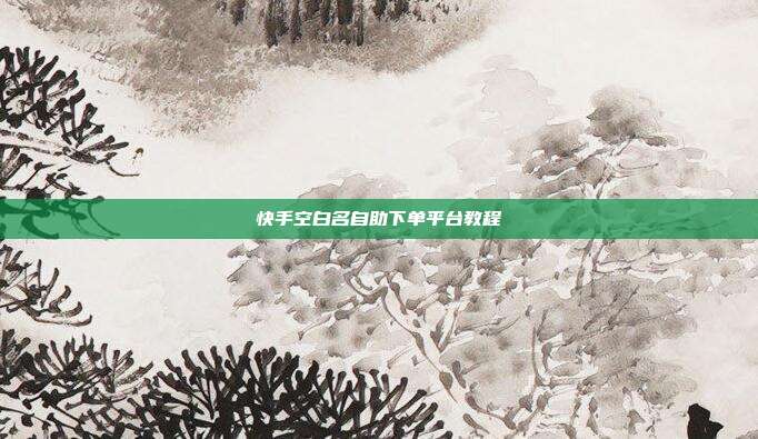 快手空白名自助下单平台教程