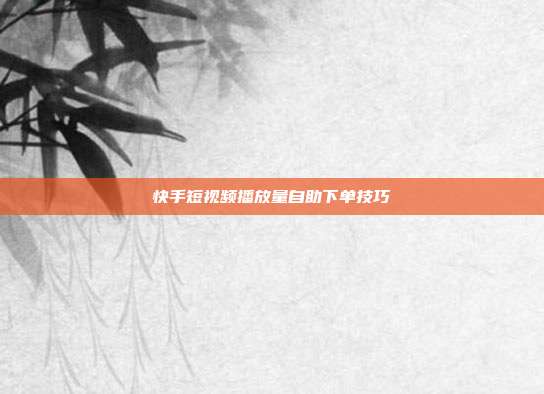 快手短视频播放量自助下单技巧