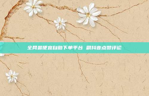 全网最便宜自助下单平台 刷抖音点赞评论
