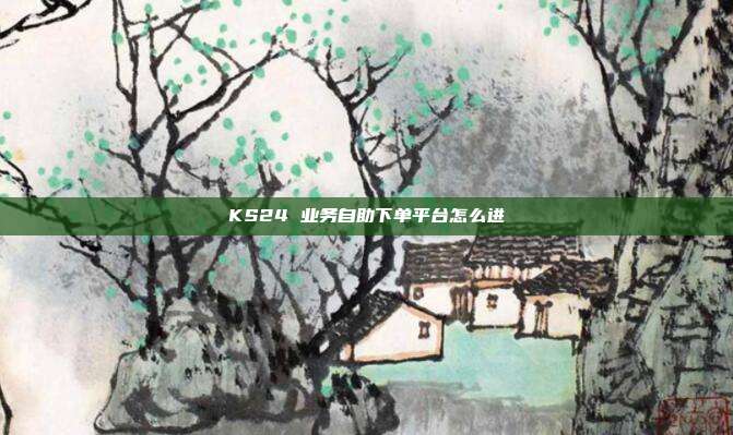 KS24 业务自助下单平台怎么进