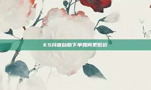 KS抖音自助下单如何更低价