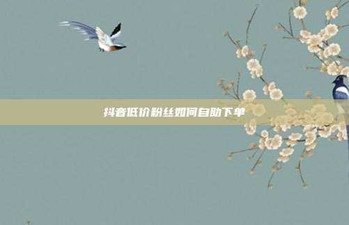 抖音低价粉丝如何自助下单