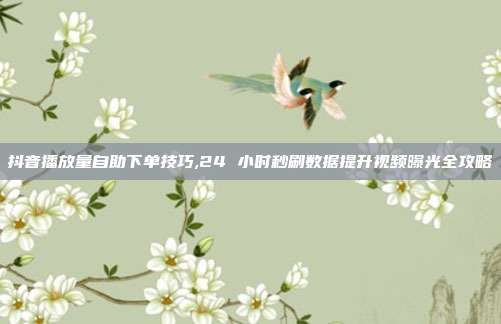 抖音播放量自助下单技巧,24 小时秒刷数据提升视频曝光全攻略