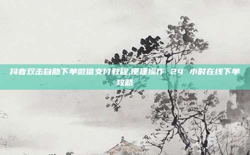 抖音双击自助下单微信支付教程,便捷操作 24 小时在线下单攻略