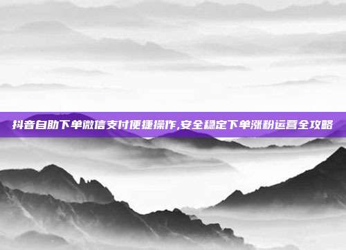 抖音自助下单微信支付便捷操作,安全稳定下单涨粉运营全攻略