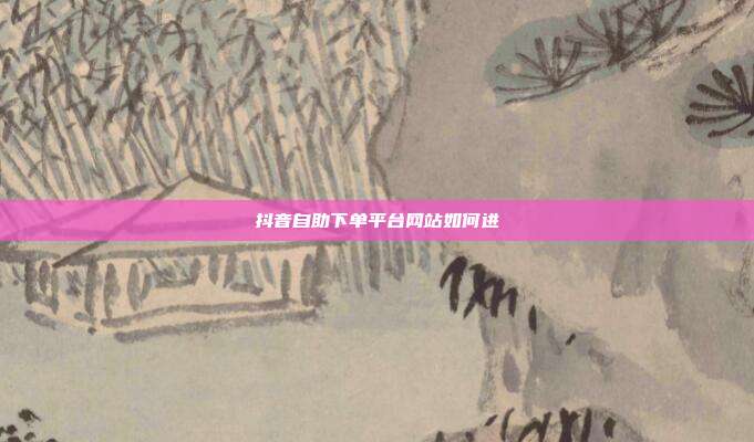 抖音自助下单平台网站如何进