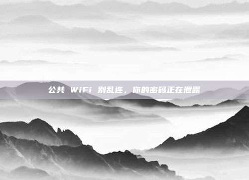 公共 WiFi 别乱连,你的密码正在泄露