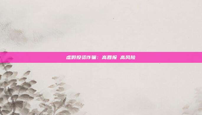 虚假投资诈骗:高回报 高风险