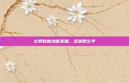 义务教育均衡发展，资源更公平