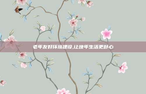 老年友好环境建设,让晚年生活更舒心