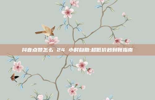 抖音点赞怎么 24 小时自助:超低价秒到账指南