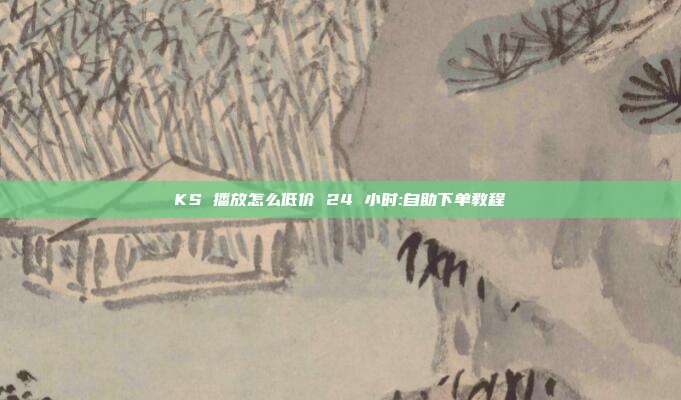 KS 播放怎么低价 24 小时:自助下单教程