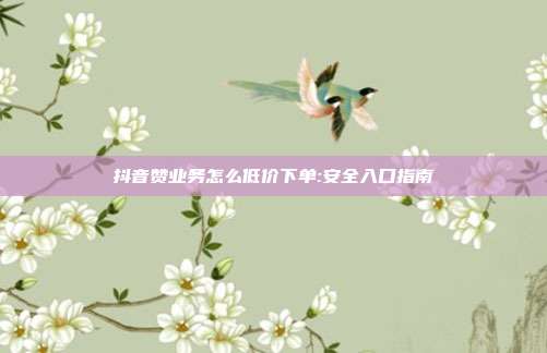 抖音赞业务怎么低价下单:安全入口指南