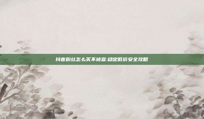 抖音粉丝怎么买不被查:稳定低价安全攻略