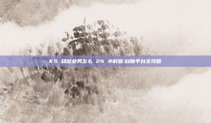 KS 稳定业务怎么 24 小时做:自助平台全攻略