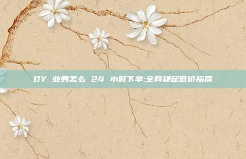 DY 业务怎么 24 小时下单:全网稳定低价指南