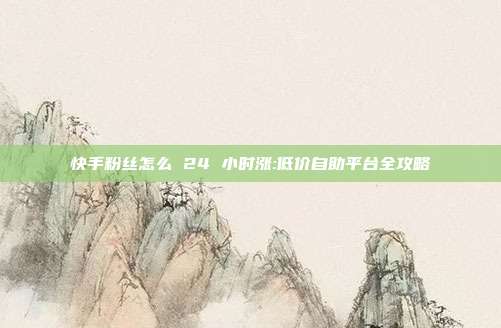 快手粉丝怎么 24 小时涨:低价自助平台全攻略