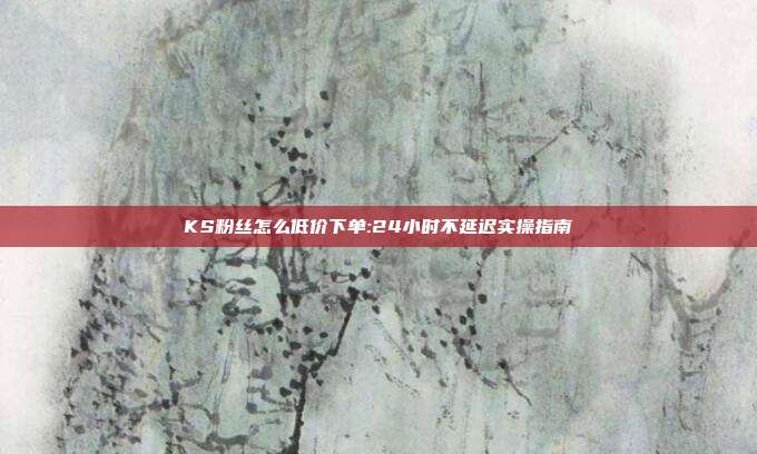 KS粉丝怎么低价下单:24小时不延迟实操指南