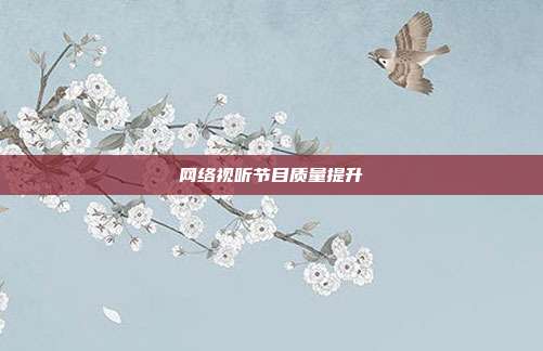 网络视听节目质量提升