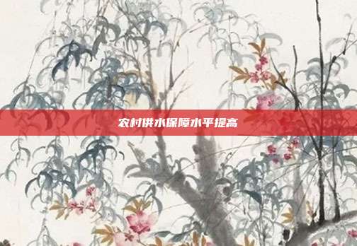 农村供水保障水平提高