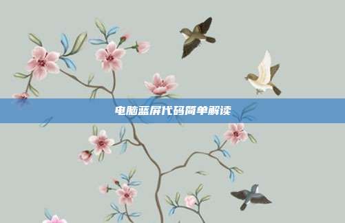 电脑蓝屏代码简单解读