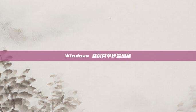 Windows 蓝屏简单排查思路
