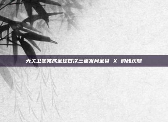 天关卫星完成全球首次三连发月全食 X 射线观测