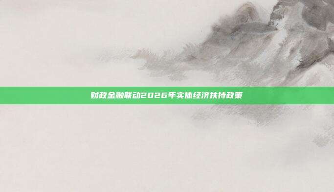 财政金融联动2026年实体经济扶持政策