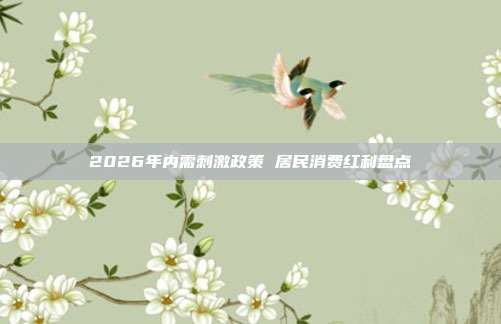 2026年内需刺激政策 居民消费红利盘点
