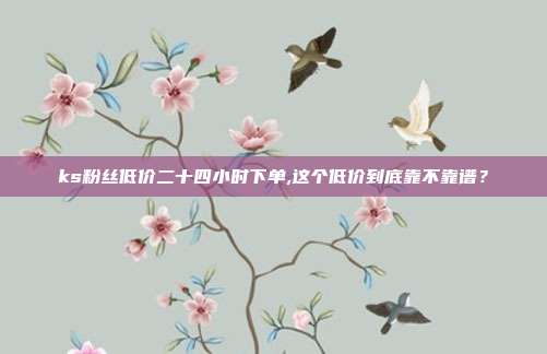 ks粉丝低价二十四小时下单,这个低价到底靠不靠谱？
