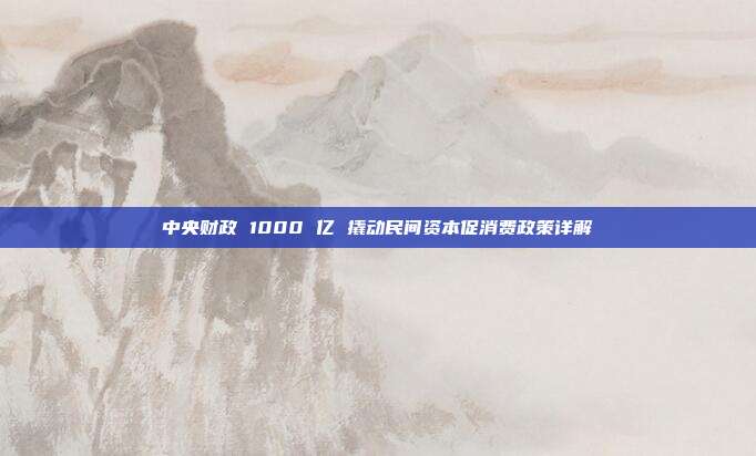 中央财政 1000 亿 撬动民间资本促消费政策详解