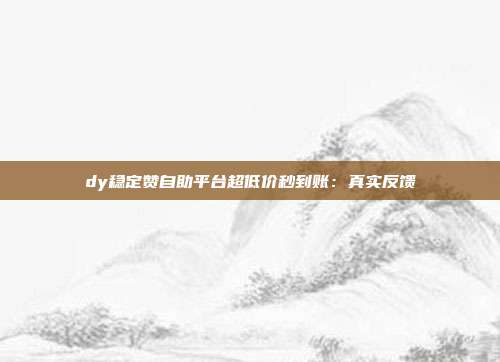 dy稳定赞自助平台超低价秒到账:真实反馈
