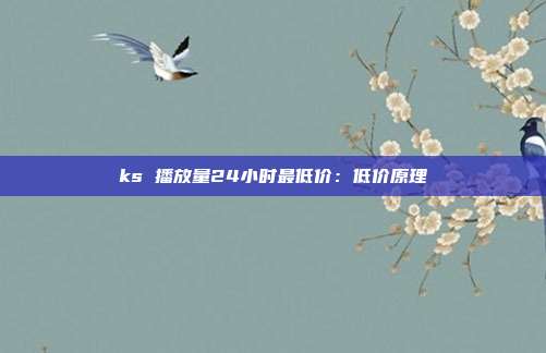 ks 播放量24小时最低价:低价原理