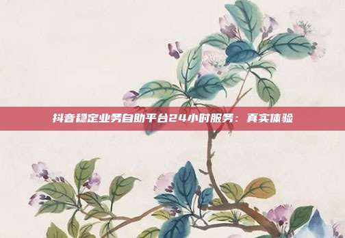 抖音稳定业务自助平台24小时服务:真实体验