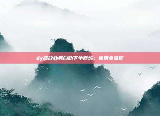 dy播放业务自助下单商城:使用全流程