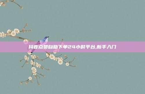 抖音点赞自助下单24小时平台,新手入门