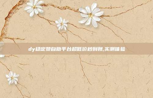 dy稳定赞自助平台超低价秒到账,实测体验