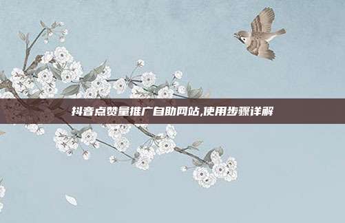 抖音点赞量推广自助网站,使用步骤详解