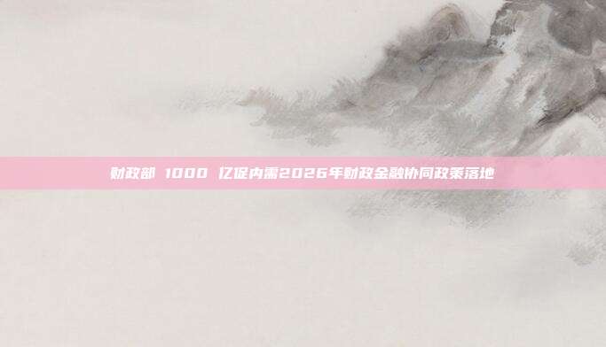 财政部 1000 亿促内需2026年财政金融协同政策落地
