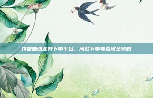 抖音自助业务下单平台,高效下单与避坑全攻略