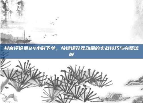 抖音评论赞24小时下单,快速提升互动量的实战技巧与完整流程