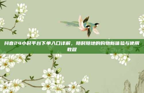 抖音24小时平台下单入口详解,随时随地的购物新体验与使用教程