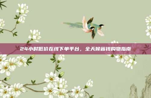 24小时低价在线下单平台,全天候省钱购物指南