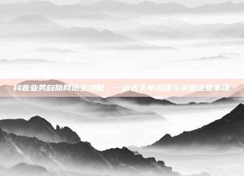 抖音业务自助网站全攻略,一站式下单流程与关键注意事项