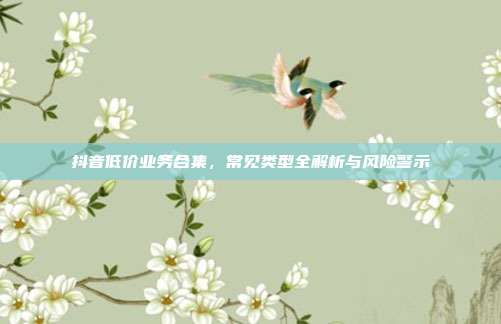 抖音低价业务合集，常见类型全解析与风险警示