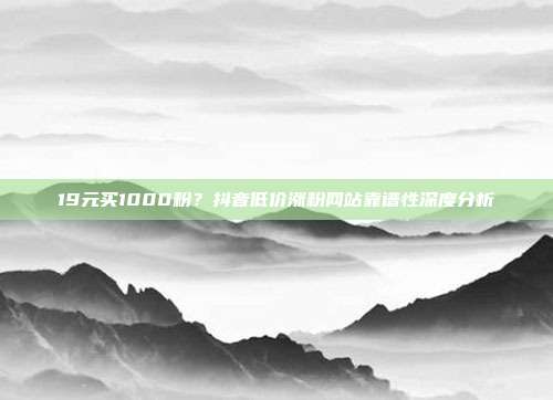19元买1000粉？抖音低价涨粉网站靠谱性深度分析