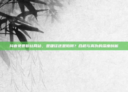 抖音免费粉丝网站，是捷径还是陷阱？合规与真伪的深度剖析