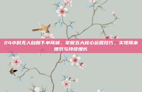 24小时无人自助下单商城，掌握五大核心运营技巧，实现降本增效与持续增长