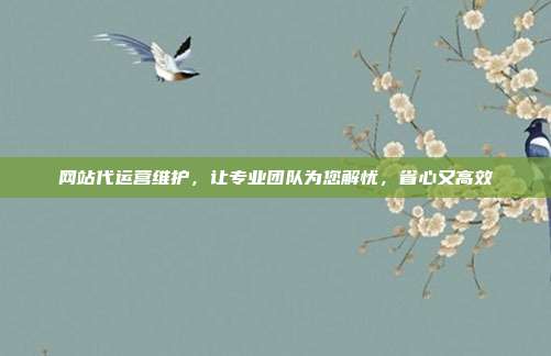 网站代运营维护,让专业团队为您解忧,省心又高效